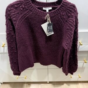 Splendid Deep Purple Cable Knit Sweater